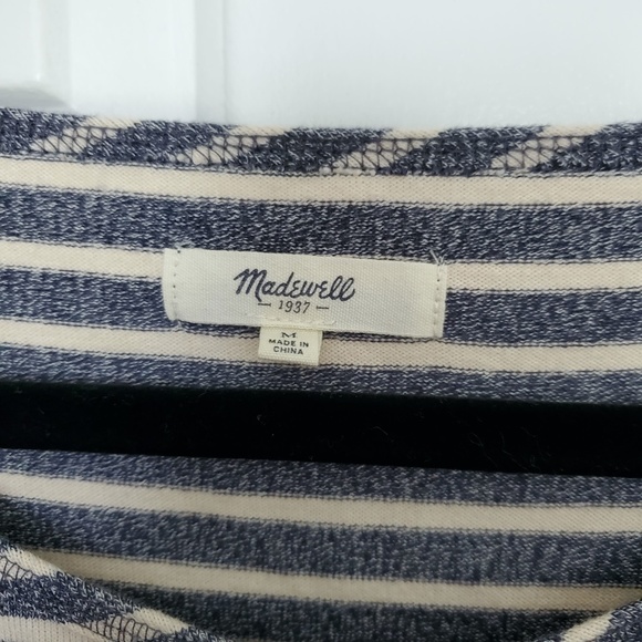 madewell medium M navy blue white  long sleeve top - Picture 7 of 8